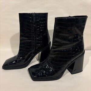 Circus NY by Sam Edelman Snakeskin square toe heeled Black boots